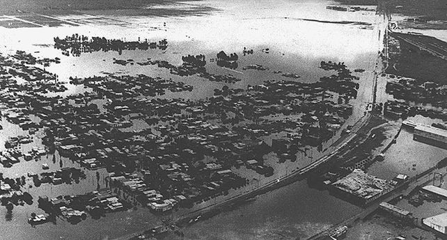 Vista aérea de Empalme en la inundación de 1940