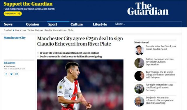 Manchester City se quedó con el Diablito Echeverri a cambio de una montaña de euros