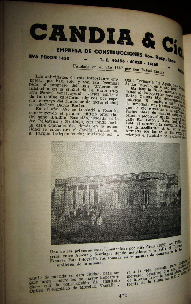 Una de las primeras casa construidas por Candia y Cía en 1890