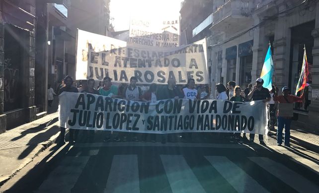 La marcha recorrió el microcentro rosarino.