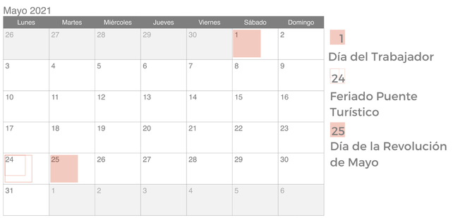 Aquí está, este es: el calendario de feriados para el 2021