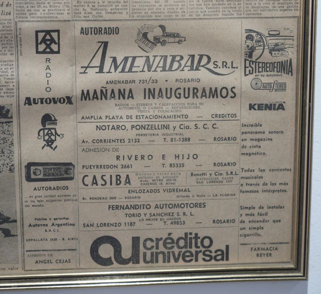 Anuncio publicado en 1969 en el diario La Capital contando sobre la inauguración de Amenabar en Rosario.