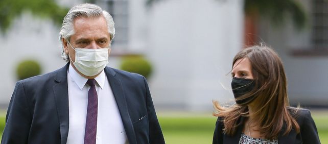 El presidente Alberto Fernández y la titular de la Anses