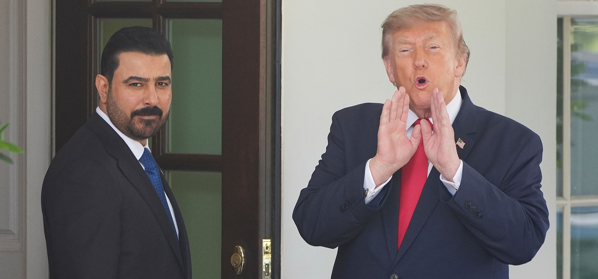 El presidente Donald Trump gesticula mientras saluda al primer ministro iraquí Ali al-Zaidi en la Casa Blanca, el martes 14 de julio de 2026, en Washington. (Foto AP/Alex Brandon) El presidente Donald Trump gesticula mientras saluda al primer ministro iraquí Ali al-Zaidi en la Casa Blanca, el martes 14 de julio de 2026, en Washington. (Foto AP/Alex Brandon)