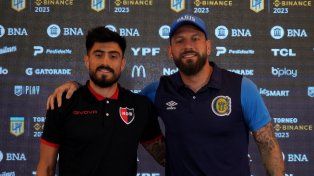 Lucas Hoyos y Jorge Broun, sonrisas y amabilidad en la antesala del cruce entre Newells y Central.