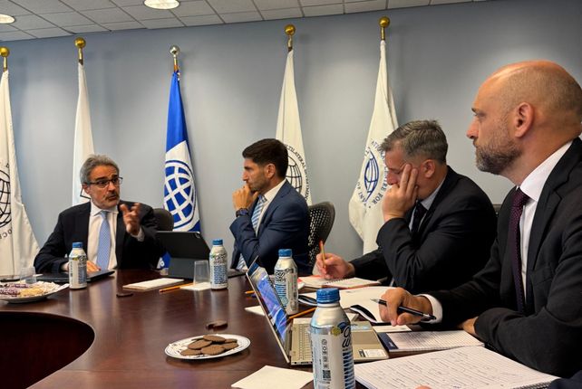 El gobernador de Santa Fe, Maximiliano Pullaro, en la gira por Estados Unidos en la que aprovechó para sondear el mercado de capitales.