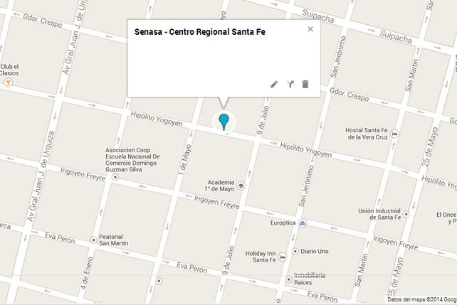 Ubicación de la Central Regional Santa Fe de Senasa.
