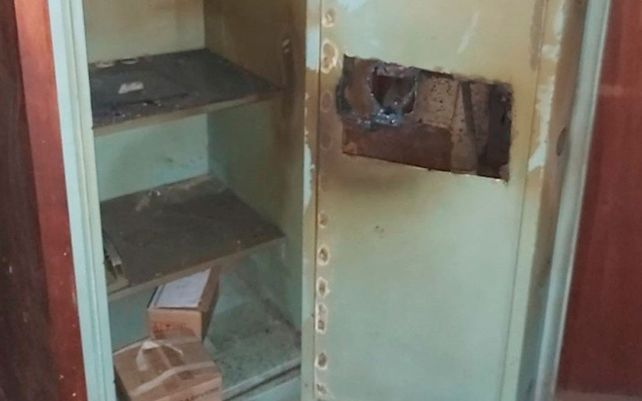 Así quedó la caja fuerte de la maderera ubicada en zona sudoeste.&nbsp;