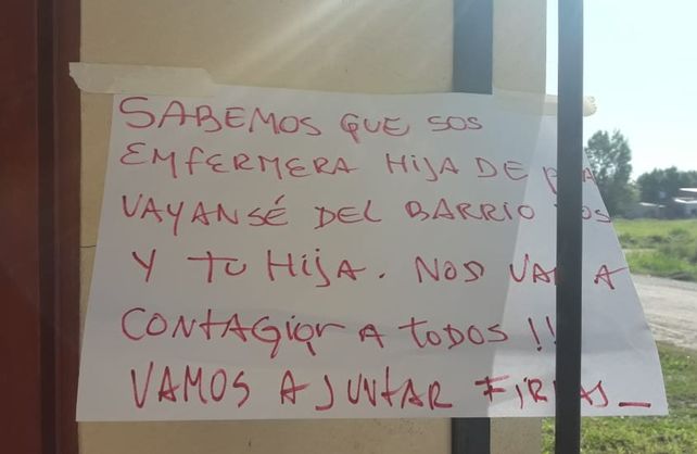 Lamentable. Una enfermera amenazada por sus vecinos Lamentable. Una enfermera amenazada por sus vecinos