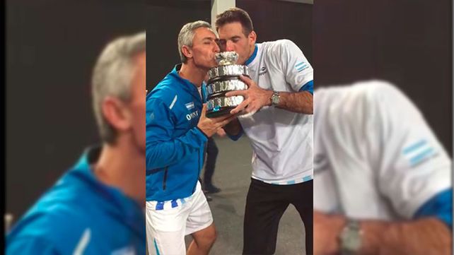 Diego junto a Del Potro.