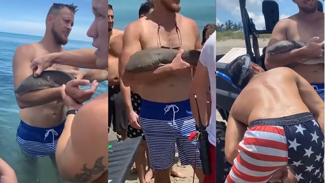 El&nbsp;tiburón&nbsp;se aferró&nbsp;al brazo&nbsp;del hombre y se niegó a soltarlo hasta que llegaron los paramédicos.