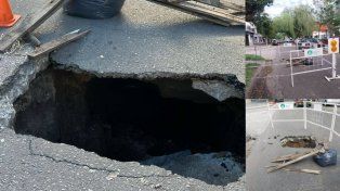 Socavón en barrio Mariano Comas.