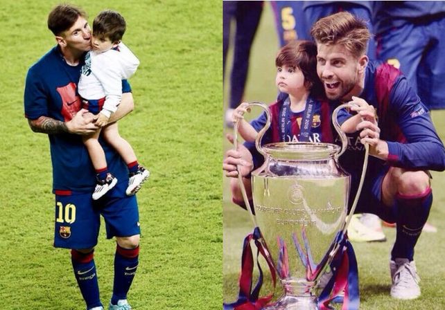 Las fotos del festejo de Lionel Messi y Gerard Piqué junto a sus hijos