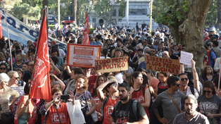 La plaza San Martín, epicentro del reclamo de libertad de los cinco detenidos este miércoles.