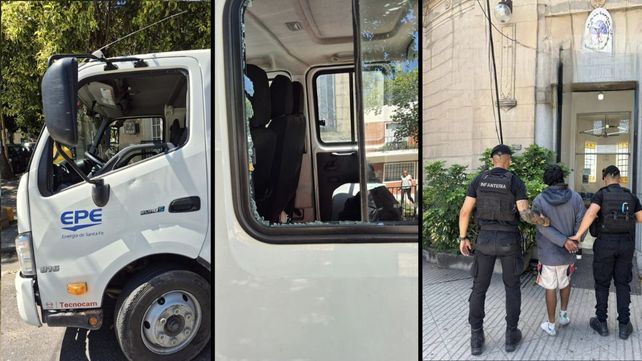 Detuvieron a un ladrón que robó herramientas de un camión de la EPE: un operario herido y daños a móviles policiales