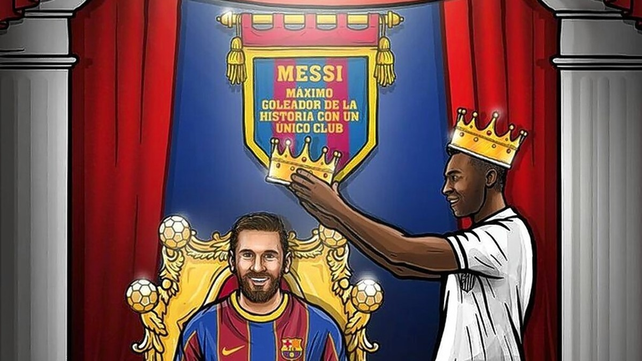 Lionel Messi llegó a los 643 goles con la camiseta del Barcelona alcanzando el récord de Pelé.