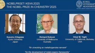 El Premio Nobel de Química 2025 fue para Susumu Kitagawa, Richard Robson y Omar M. Yaghi