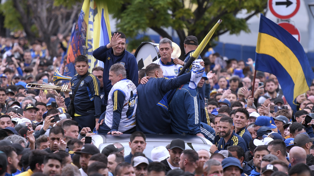 Riquelme se movilizó junto a una multitud de hinchas de Boca&nbsp;