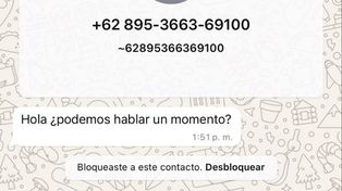 Usuarios de redes sociales señalaron que recibieron mensajes de números con prefijos extranjeros, de países como India e Indonesia, que ofrecían dudosas propuestas laborales. Podría tratarse de estafas