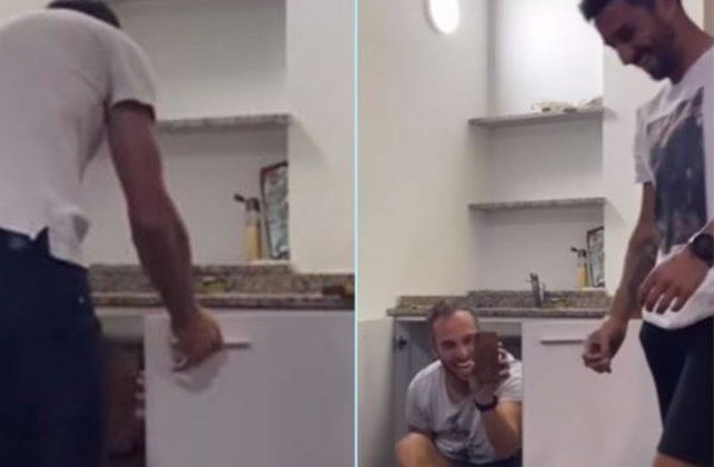 Maxi Rodríguez cayó en la trampa de sus amigos.&nbsp;