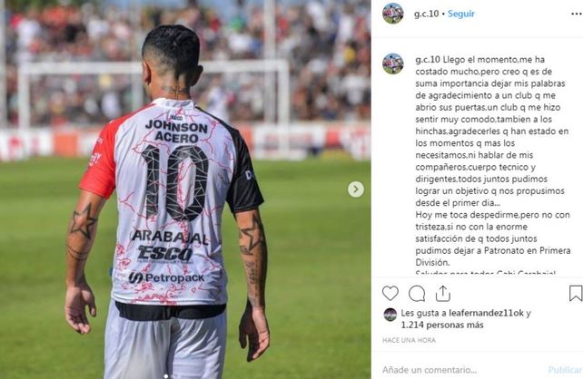 Carabajal se despidió de Patronato, ¿para llegar a Unión?
