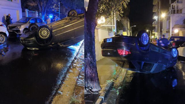 Paraná: conductor chocó tres autos y volcó