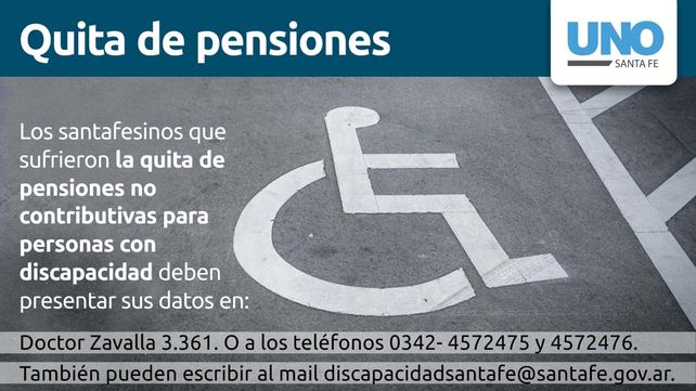 La Provincia convoca a quienes les quitaron la pensión por discapacidad
