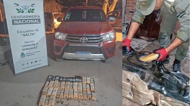 Incautaron 136 kilos de cocaína que llevaban dos vehículos en el tanque