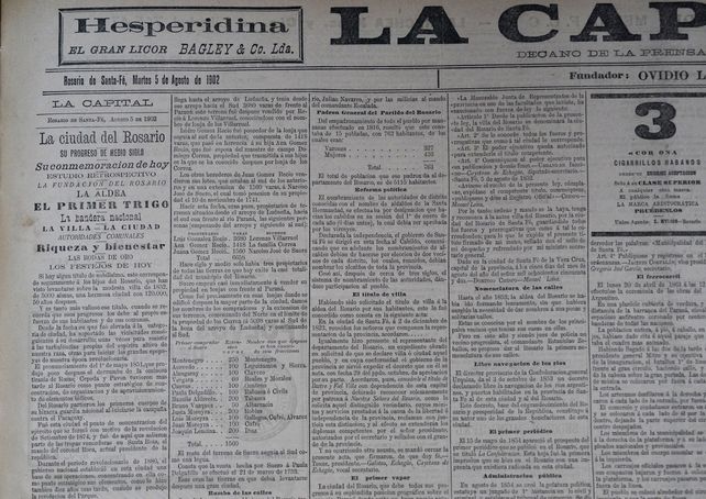 Detalle de la página de La Capital del 5 de agosto de 1902 por la conmemoración de los primeros 50 años de Rosario. 