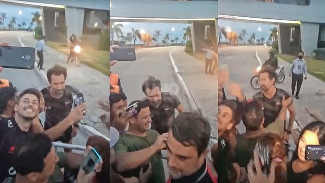 Eduardo Domínguez salió a saludar a los hinchas de Colón