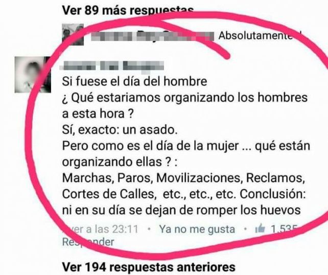 Ni en su día dejan de romper los huevos: el comentario machista en Facebook que indigna