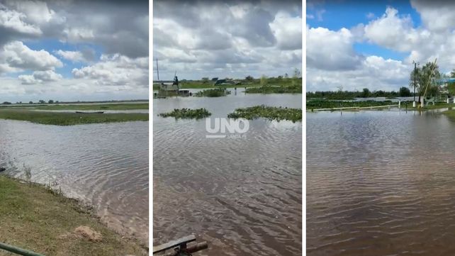 Crecida del Paraná. El río avanza sobre la costa de Monte Vera y acumula camalotes en la Laguna Setúbal.