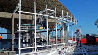 Unión avanza en su plan de obras, en este caso para montar la estructura del SUM en el Ipei y el club.
