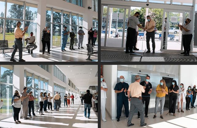 Así fue el emotivo regreso al hospital del director de Iturraspe tras recuperarse de Covid-19