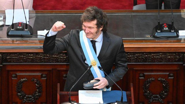 El presidente Javier Milei da su discurso ante la Asamblea Legislativa en el Congreso.&nbsp;