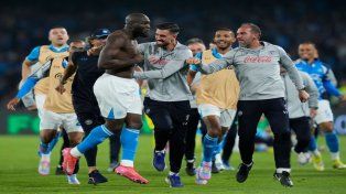 Lukaku celebra eufórico el segundo gol del Nápoli.