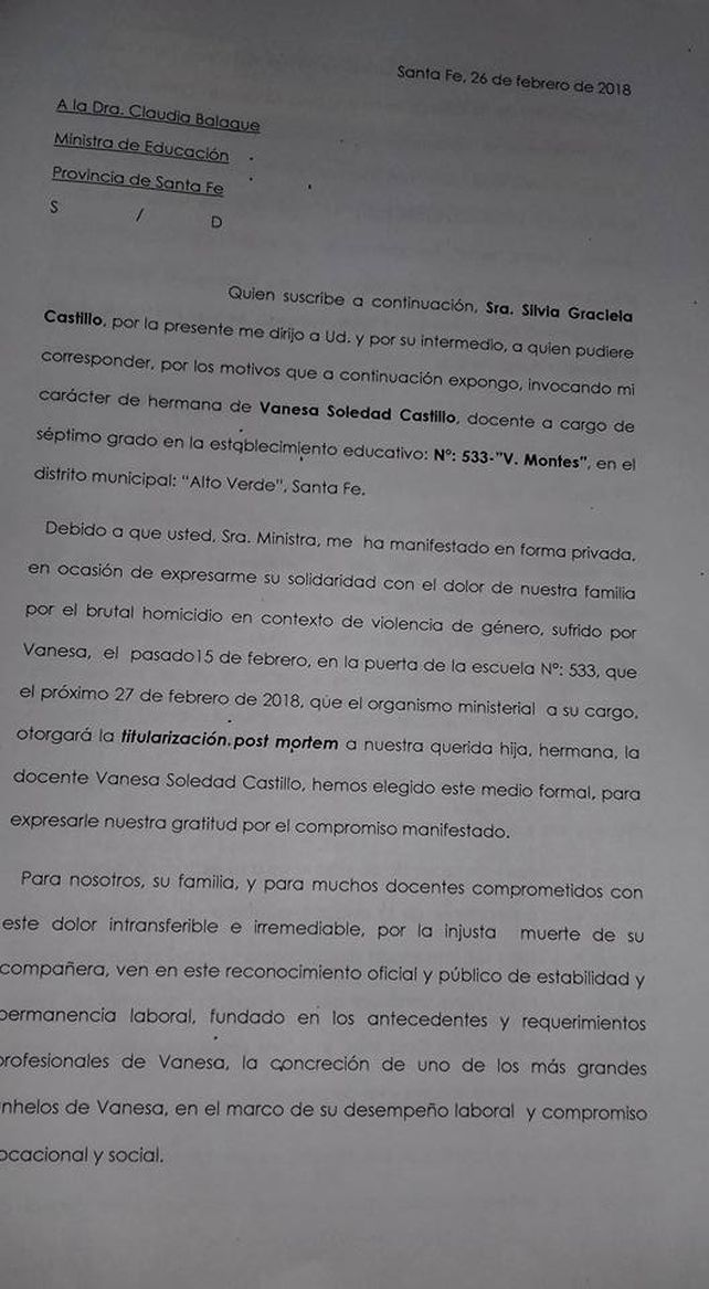 Mi hermana tenía derecho de estar con vida recibiendo la titularización