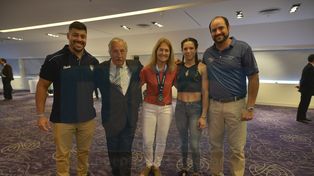 Abrazados. Lerena, Marcó, Scheffer, Cosnard y Galli hicieron cosas diferentes y desde diversos ámbitos, pero siempre en favor del deporte.&nbsp;
