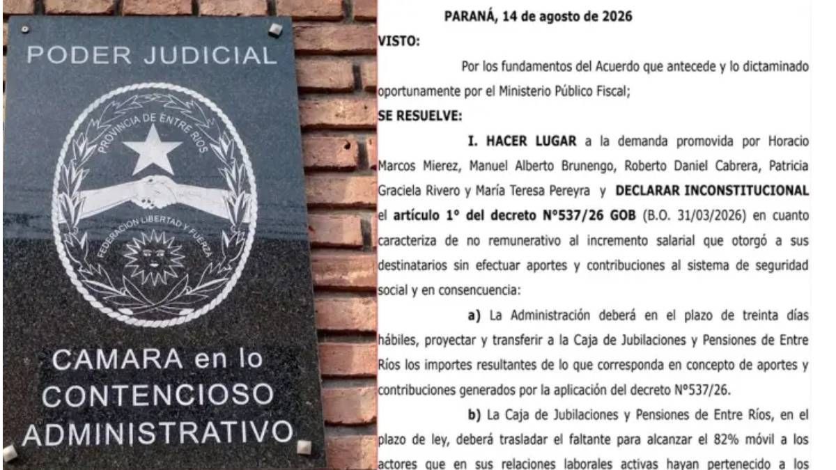 Aumentos sin aportes: la Justicia de Entre Ríos los declaró inconstitucionales