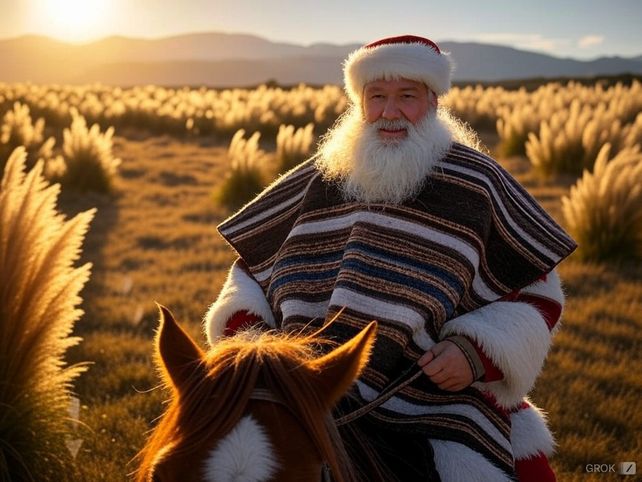 El Papá Noel argentino se adapta a la pampa y el calor.