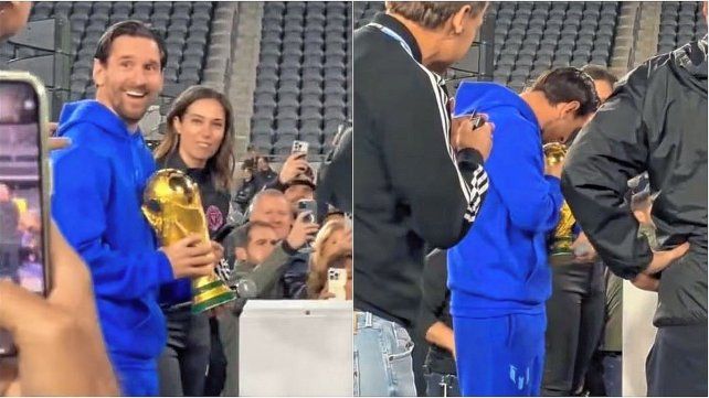 El emotivo reencuentro de Lionel Messi con la Copa del Mundo.