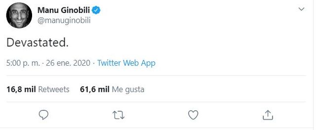 Devastado: la reacción de Manu tras conocer la muerte de Kobe