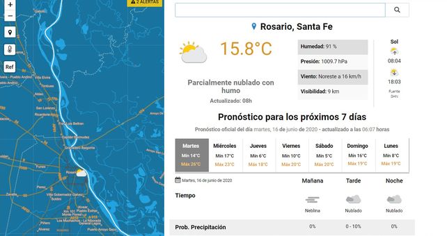 Rige un alerta por vientos fuertes para toda la provincia