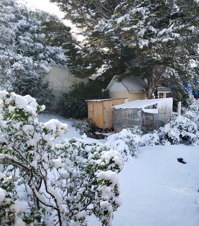La capital fueguina lució un manto blanco como en los mejores días de invierno.&nbsp;