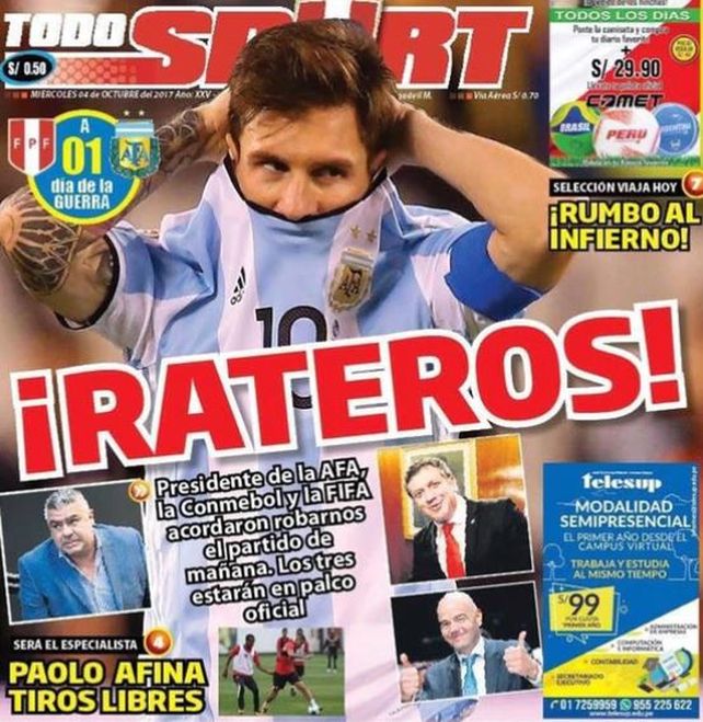 La prensa peruana denuncia que el partido entre Argentina y Perú podría estar arreglado