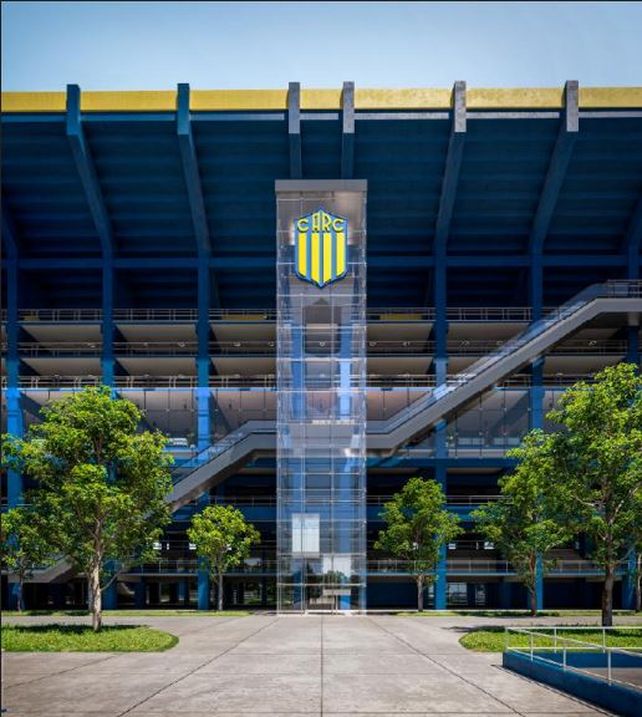 La vista dede la zona del nuevo estacionamiento. Los dueños de palcos tendrán escalera mecánica y ascensor. Se viene la tercera bandeja.
