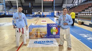 Tomás y Daniel Rossetto, marca registrada en el karate rosarino, siempre representante además al Sindicato de Obras Sanitarias. Ahora van al Mundial de Eslovenia.