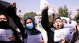 Protestas de mujeres afganas en Kabul en octubre pasado, al inicio del régimen de facto del Talibán.