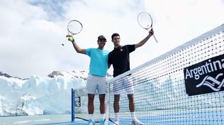 Difundieron el video de Nadal y Djokovic en el Perito Moreno