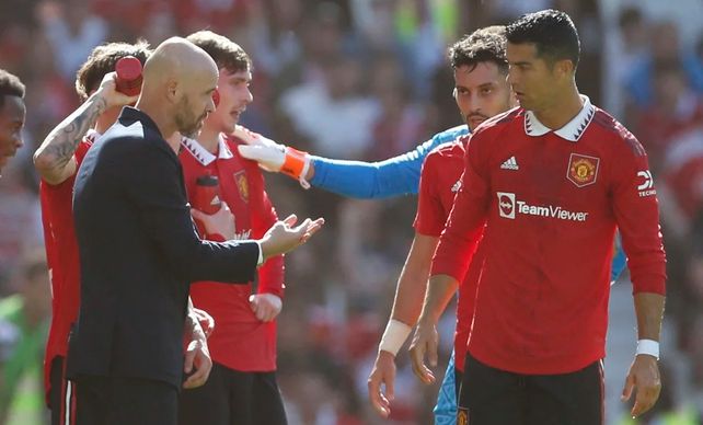 El neerlandés Ten Hag y Cristiano Ronaldo